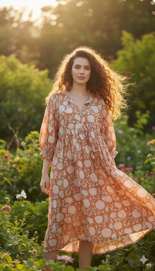 Noor Midi Block Printed Dress