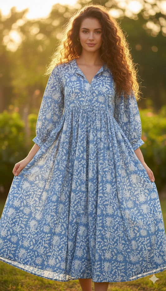 Noor Midi Block Printed Dress