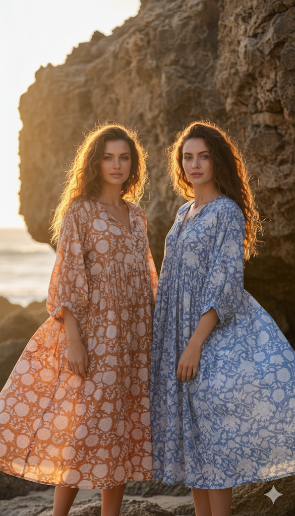 Noor Midi Block Printed Dress