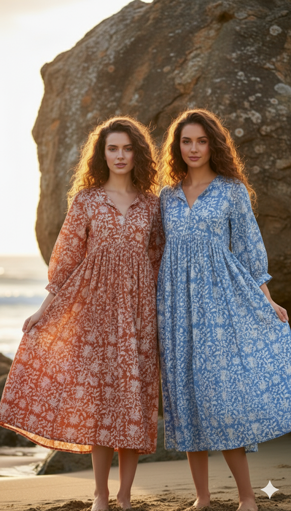 Noor Midi Block Printed Dress