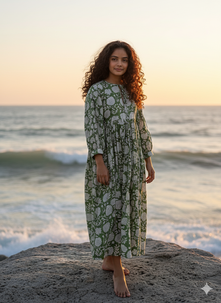 Noor Midi Block Printed Dress