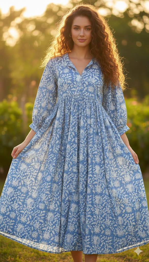 Noor Midi Block Printed Dress