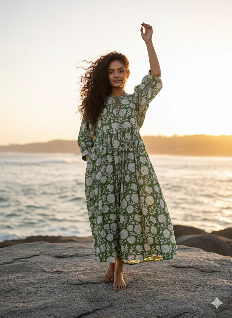 Noor Midi Block Printed Dress